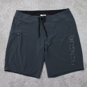 Rogue Fitness Shorts Mens 38 Black Drawstring Workout Gym Performance 10" inseam